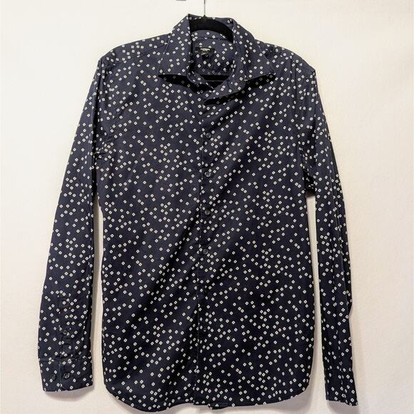 Express Mens Navy Floral | Slim 1MX Long Sleeve Button Up | Size M - Picture 1 of 7